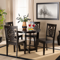 Baxton Studio Salida-Dark Brown-5PC Dining Set Salida Modern and Contemporary Transitional Dark Brown Finished Wood 5-Piece Dining Set